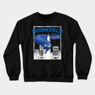 Blue Worm On A String Meme Wormzilla Retro Japanese Style Crewneck Sweatshirt